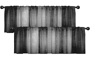 Emvency 2 Pack Dark Grey Valances Window Treatments, Gray Striped Abstract Blackout Drapes Adjustable Curtain for Windows Living Room Kitchen Over Sink, 18x52 Inch Rod Pocket Valances