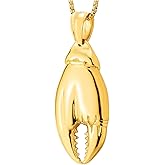 COOLSTEELANDBEYOND Mens Lobster Claw Pendant Necklace, Gold-tone Polished Stainless Steel, Nautical Marine Statement