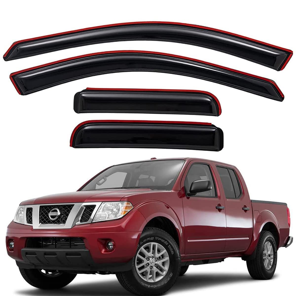 Lightronic In-Channel Vent Visors For 2005-2019 Nissan Frontier King Cab - Dark Smoke, UV & Rain Guard, No Drill Needed