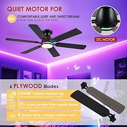 Ceiling Fans with Lights- 52" RGB Low Profile