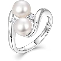 Amazon.com: JO WISDOM Pearl Ring,925 Sterling Silver Cubic