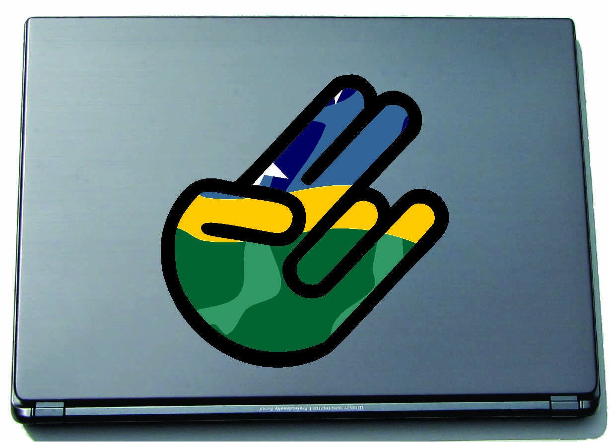 INDIGOS UG The Shocker Hand Decal Sticker Laptop skin 297x205 mm black Outline with Flag Solomon Islands-Salomon-Inseln