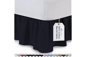 ShopBedding Ruffled Bed Skirt (Twin XL, Navy Blue) 14 Inch Drop Dust Ruffle with Platform, Poly/Cotton Fabric, Available in All Bed Sizes and 16 Colors - Blissford