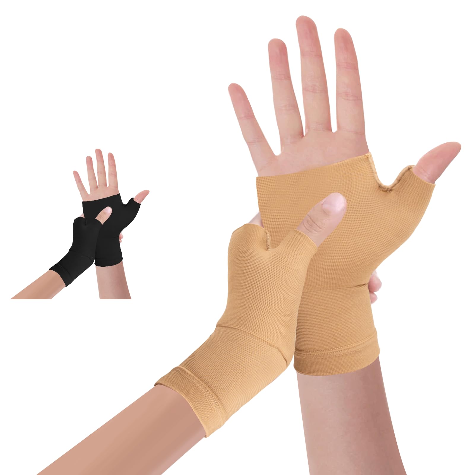Photo 1 of 1 Pair Copper Compression Wrist Brace, Carpal Tunnel Wrist Brace Night Support, Wrist Compression Sleeve for Arthritis, Wrist Support for Women, Compression Wrist Sleeve for Join Pain(Beige,M)