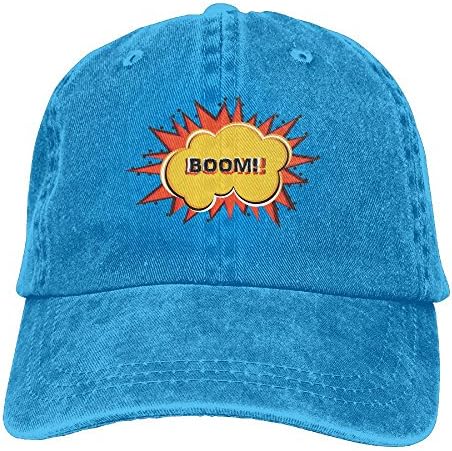 Uanqunan Boom Unisex Cotton Denim Baseball Cap Adjustable Strap Low Profile Plain Hats RoyalBlue