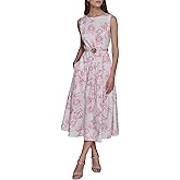 Karl Lagerfeld Womens Scoop Neck Sleeveless Midi Sheath Dress