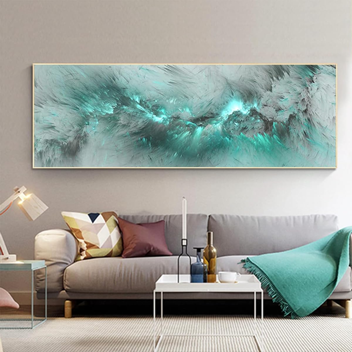 JNAOZI Abstract Colourful Pictures Ink Painting Poster Wall Painting,Islamic Poster Canvas Pictures, Islam Picture, for Living Room Decoration, No Frame (Poster-03,1Pcs-60x180cm)