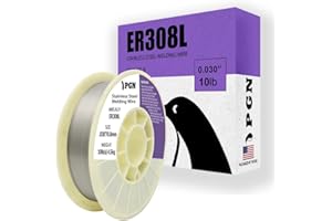 PGN BEARINGS PGN Stainless Steel MIG Welding Wire - ER308L .030 Inch - 10 Pound Spool - Low-Carbon Mild Steel MIG Wire for Reduced Splatter and Better Corrosion Resistance - For All Position Gas Welding