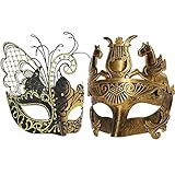 Glod Butterfly Women and Roman Men Mask Masquerade Couples Mask for Venetian