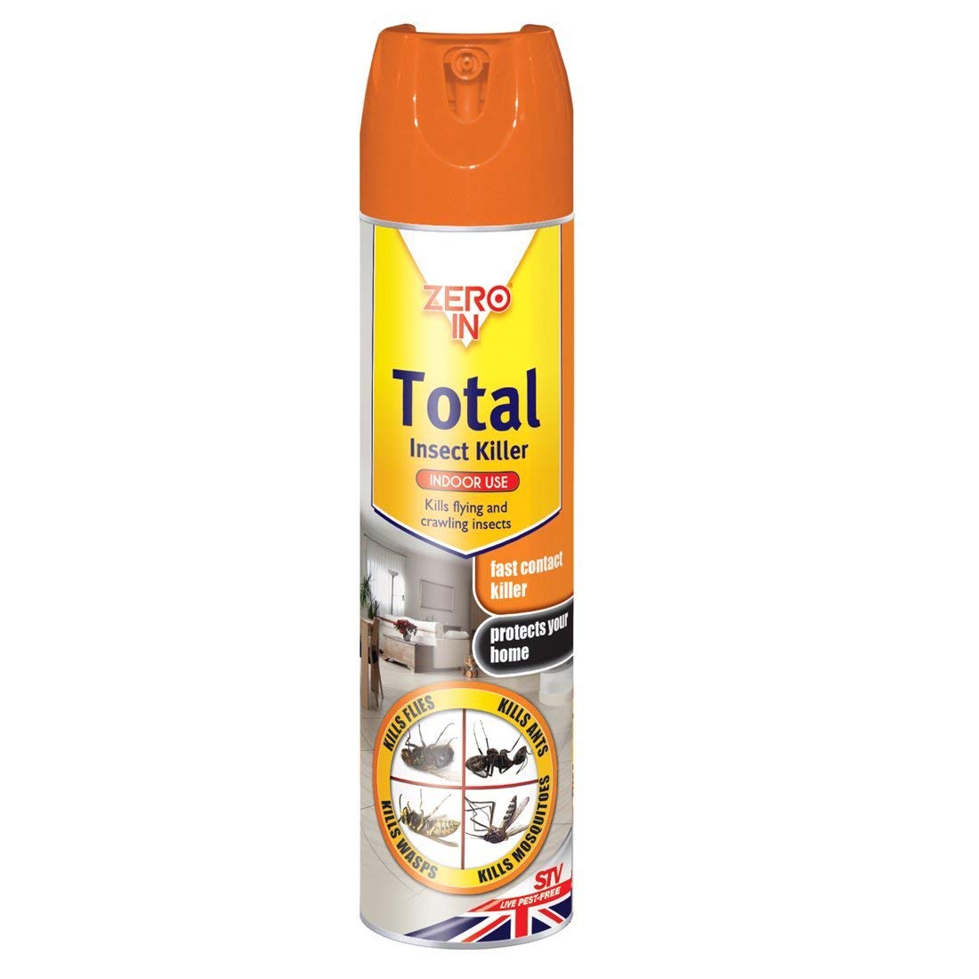 2XTotal Insect Killer (300 ml Aerosol, Fast-Acting Control Treatment, Targets Bugs Such as Flies, Ants, Wasps, Mosquitos, Suitable for Indoor, Home Use)