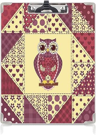 Amazon クリップボードメモ型サイズ低プロファイルクリップ フクロウの家の装飾 学生用かわいい画集 獲物に見えないヴィンテージ風のフクロウ夜行性の捕食者パープルピンクイエロー クリップファイル ボード 文房具 オフィス用品