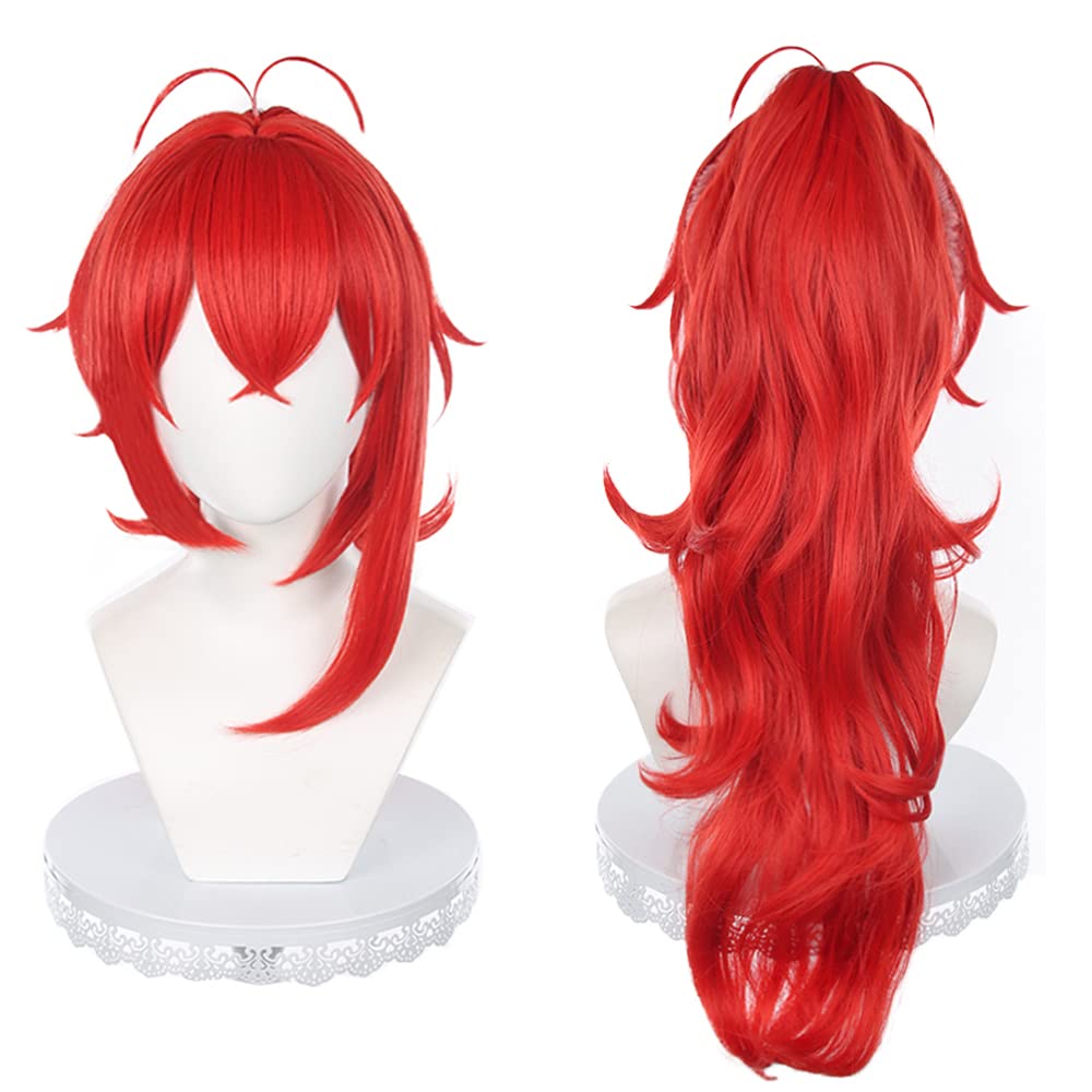 Anime Cosplay Wig, Genshin Impact Wig, with Free Wig Cap, for Halloween, Party, Carnival, Nightlife, Concerts, Weddings (Diluc Ragnvindr) — image 1