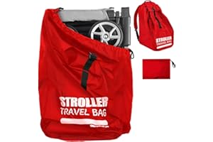 Imbsinvncy Stroller Bag for Airplane | Adjustable Padded Straps & Double Bottom Fabric, Large Gate Check Stroller Travel Bag for Airplane, Single & Double Stroller Travel/Cover Bag for Air Plane