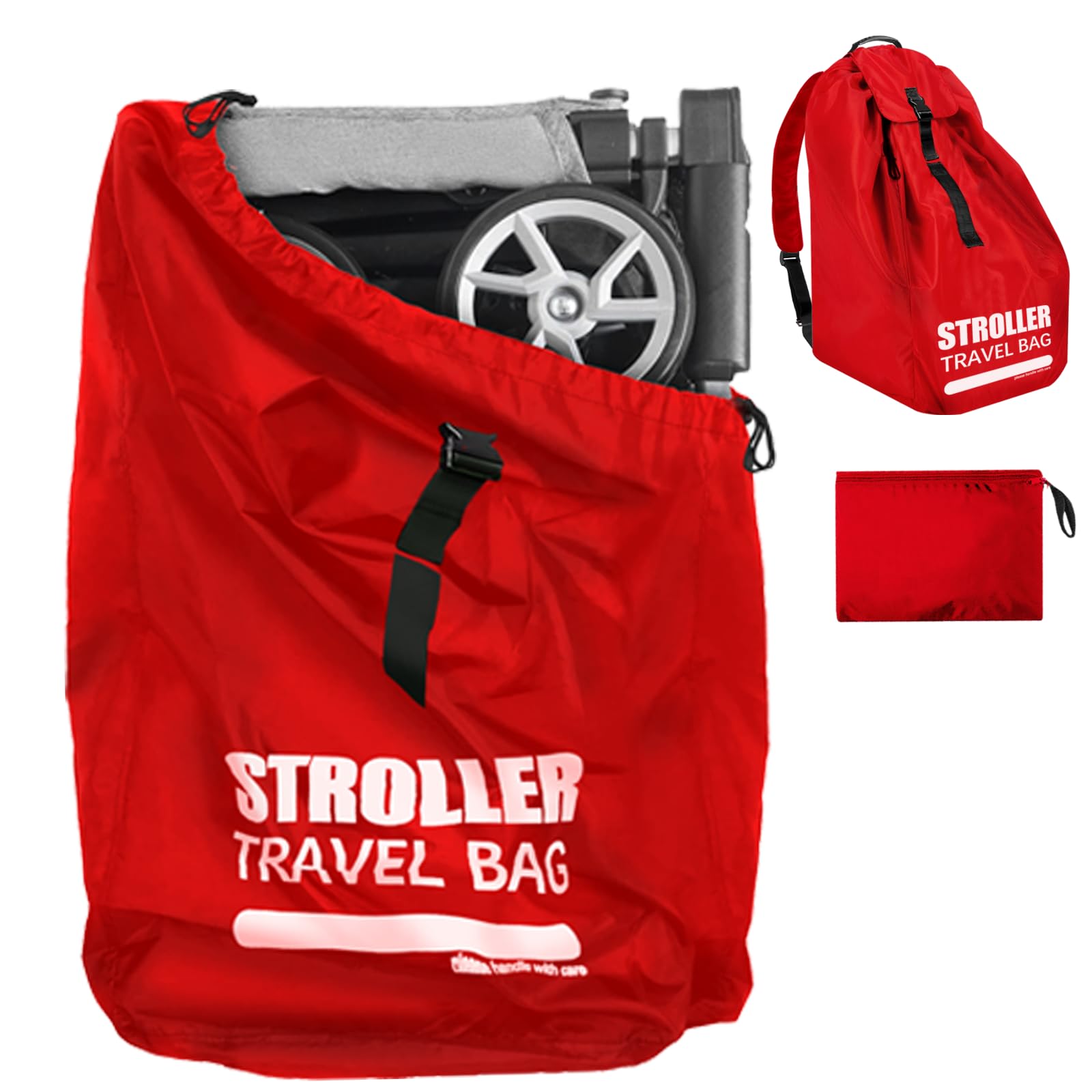 Stroller Bag for Airplane | Adjustable Padded Straps & Double Bottom Fabric, Large Gate Check Stroller Travel Bag for Airplane, Single & Double Stroller Travel/Cover Bag for Air Plane