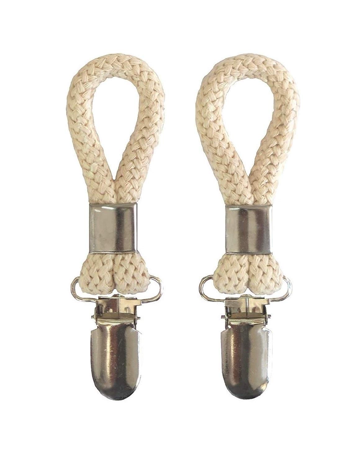 Tredoni 2 Tea Towel Clips - Cloth Hanger Holder Brackets, Braided Cotton Loop