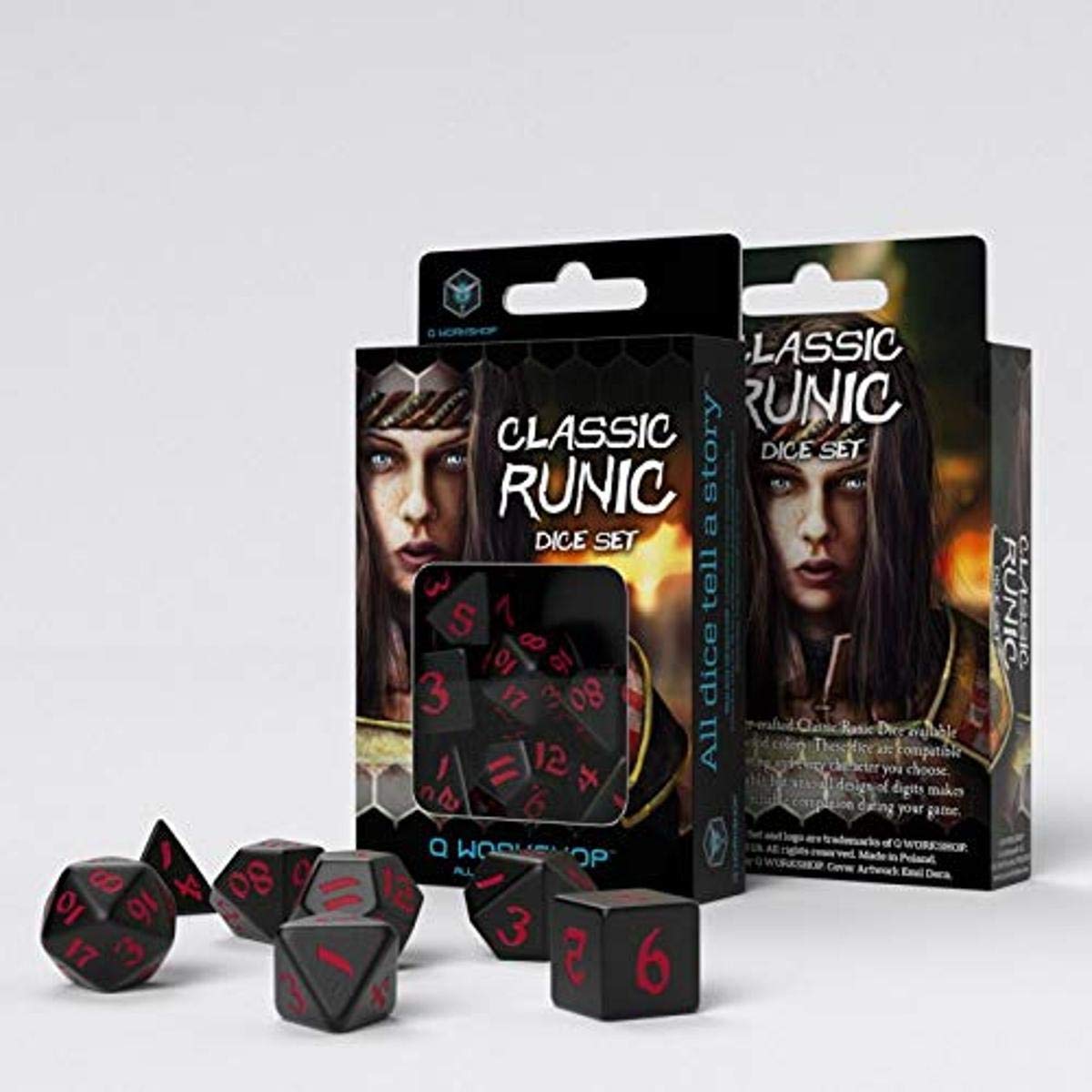 Q Workshop CLR06 Classic Runic Black/Red Dice Set (7)