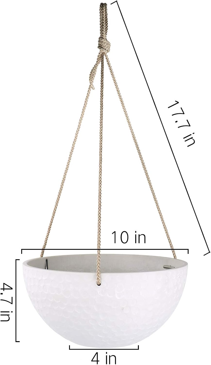 LA JOLIE MUSE 10 Inch Hanging Planters for Indoor Plants, Outdoor Garden Planter Pots, White, Honeycomb, Set of 2: Garden & Outdoor