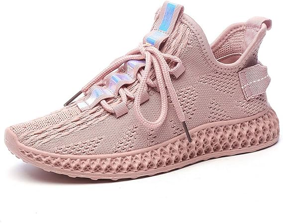 Amazon Co Jp 女性のファッショナブルなスポーツシューズ 夏の屋外ニット軽量ランニングシューズ メッシュファッション増加レースアップシューズ Pink 40 Kitchen Housewares