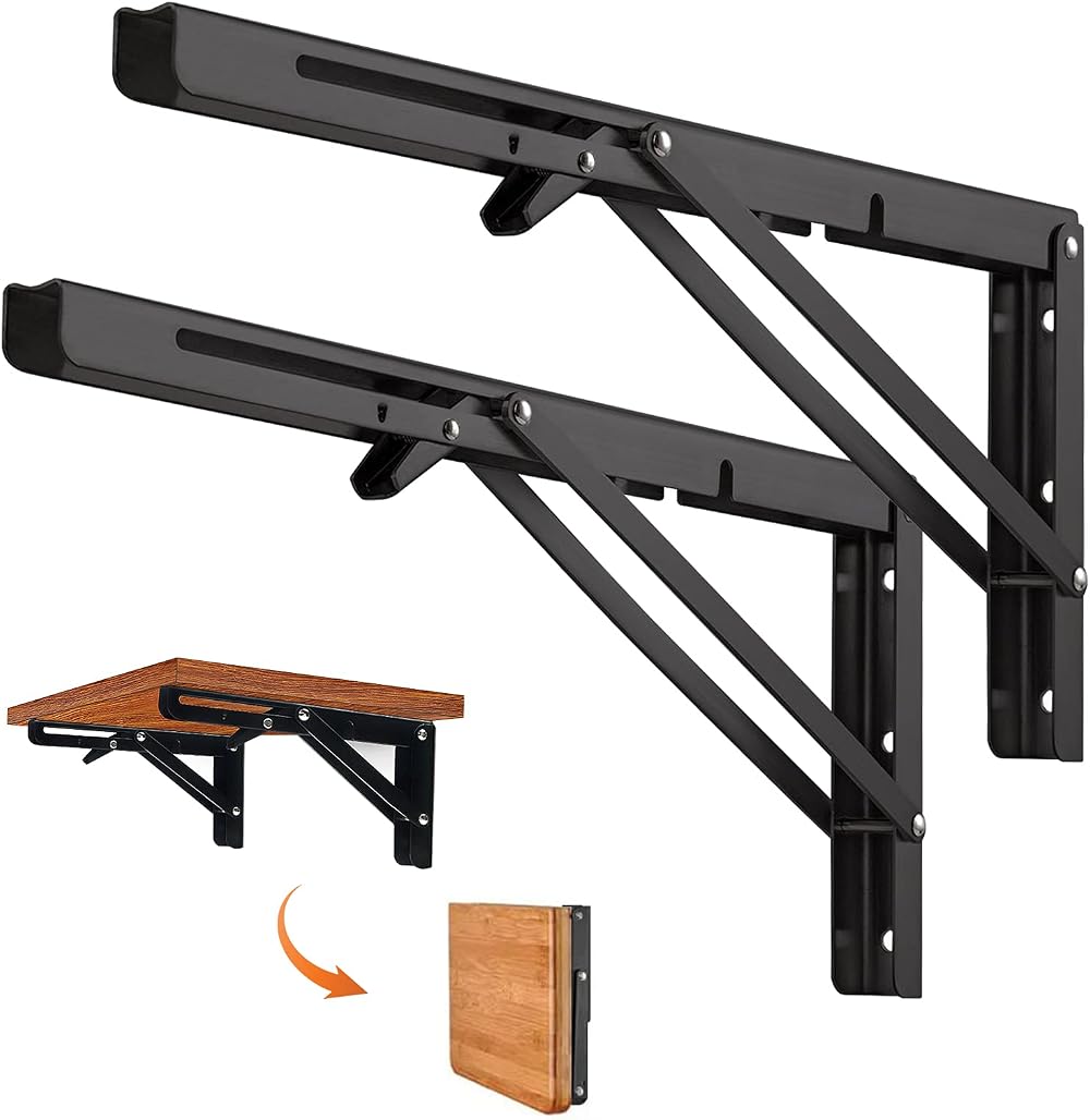 Quanerba Pack of 2 Folding Shelf Brackets 16in Heavy Duty Outdoor 80 kg