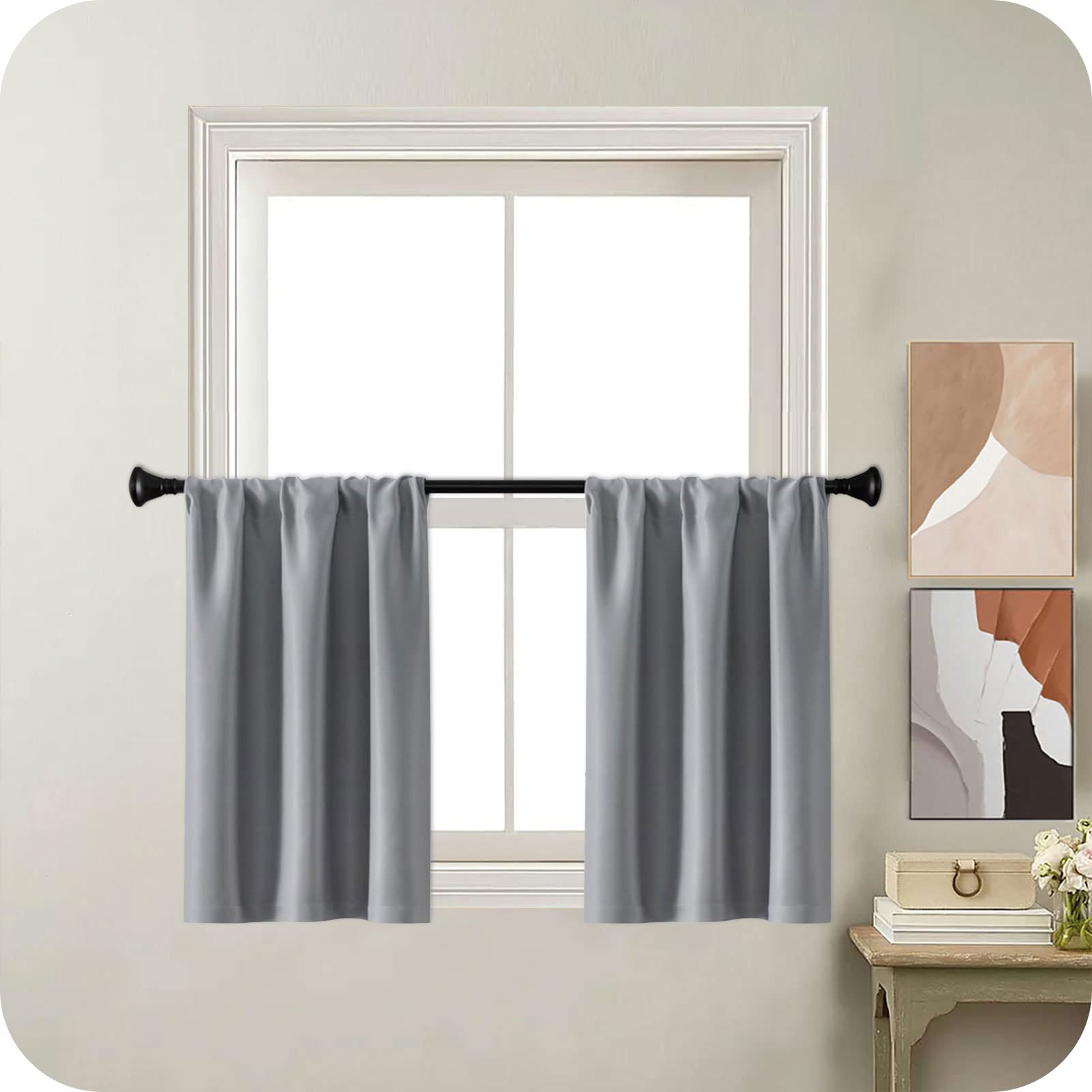 MRTREES Grey Kitchen Curtains 36 Drop, 2 Panels Waterproof Curtains for Bathroom Window, 30x36 Inch 75x90 CM, Grey — image 1