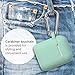 AirPods Case, GMYLE Silicone Protective Shockproof Wireless Charging Airpods Earbuds Case Cover Skin with Keychain Set Compatible for Apple AirPods 2 & 1 - Mint Green
