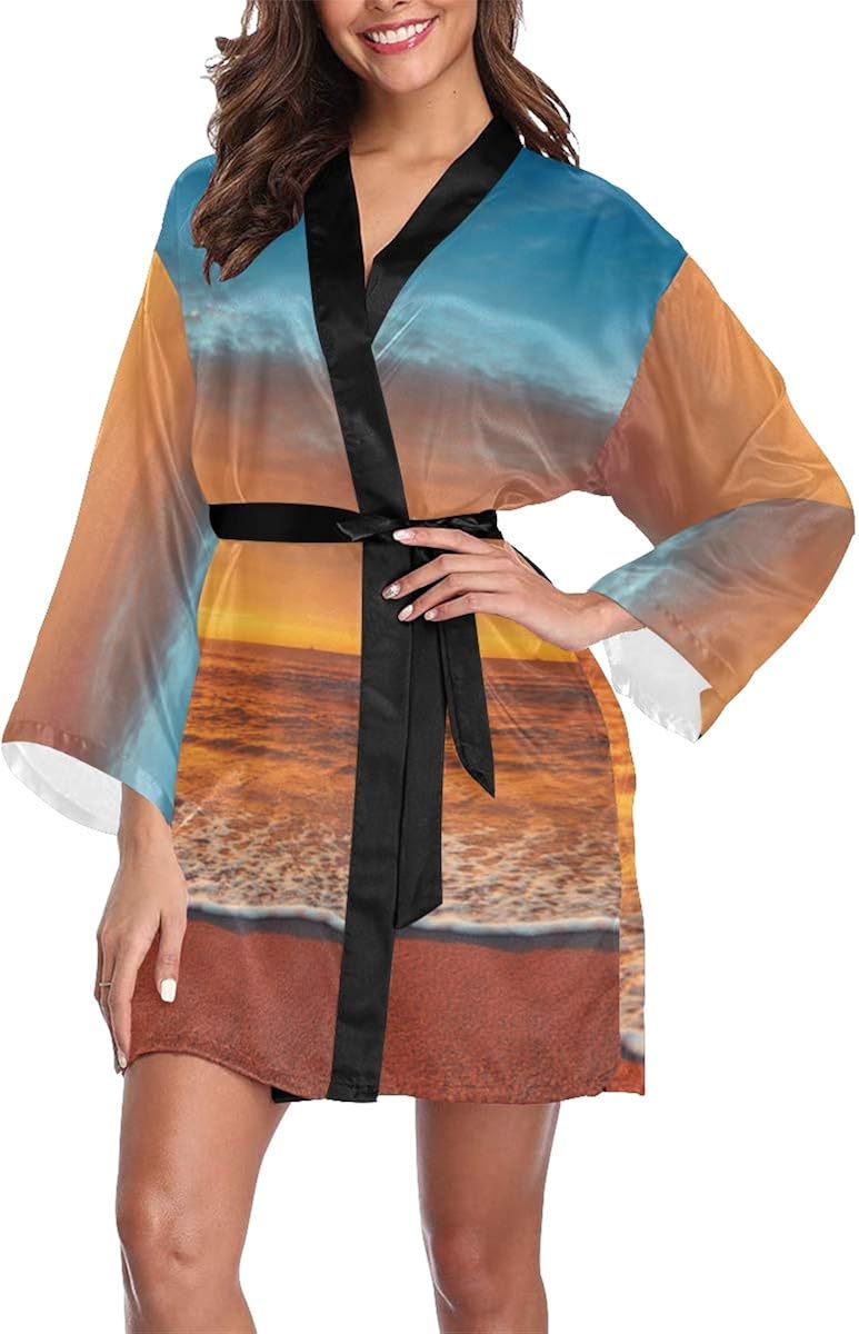 LOJU Womens Robe Beautiful Cloudscape Over Sea Sunrise Shot Lightweight