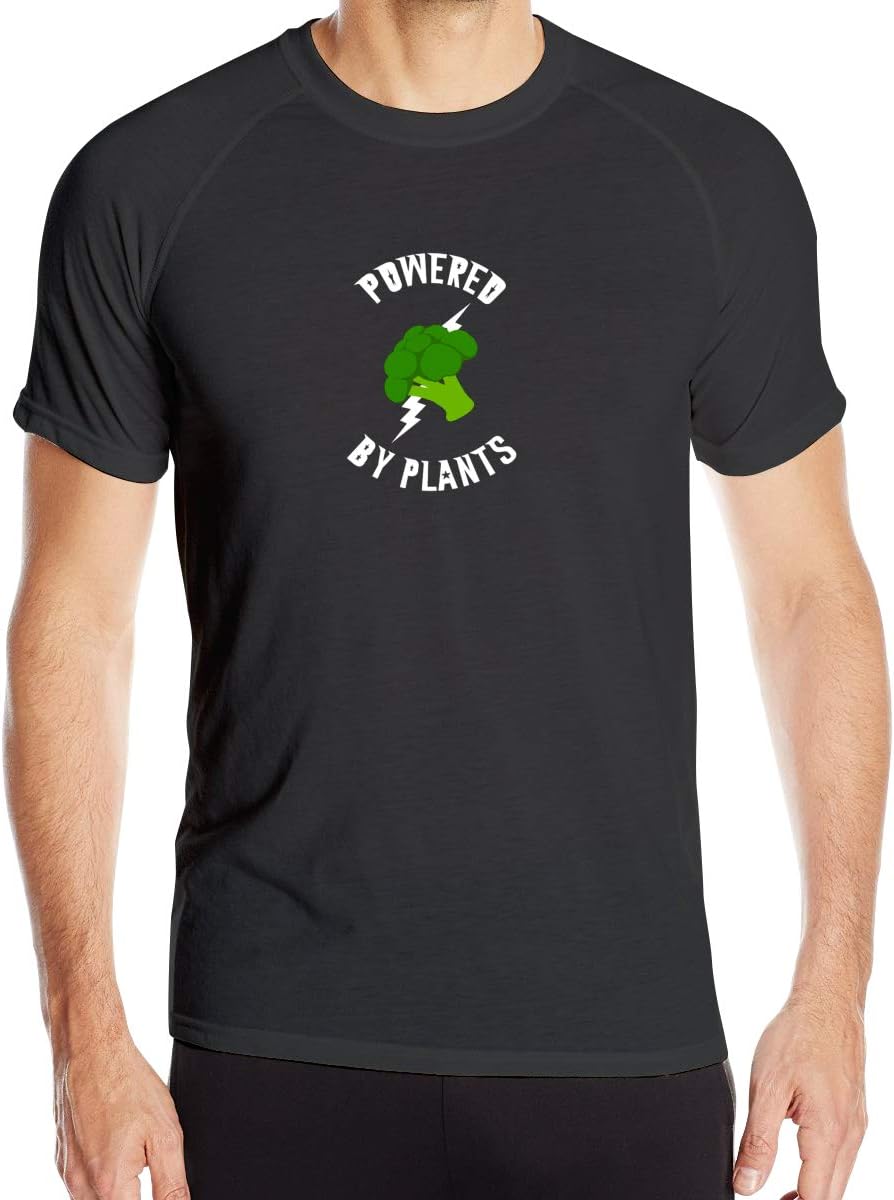 Powered by Plants Men’s Dry-Fit Moisture Wicking Active Athletic Performance Crew T-Shirt Black