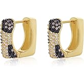 Z ZACHÉ Leopard Print Earrings 22K Gold Plated Shiny CZ Huggie Hoop Earrings Hypoallergenic Women's Stud Earrings Animal Print Jewelry Gifts