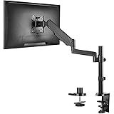 WALI Premium Single LCD Monitor Desk Mount Fully Adjustable Gas Spring Stand for One Screen up to 32 inch, 17.6lbs Weight Cap
