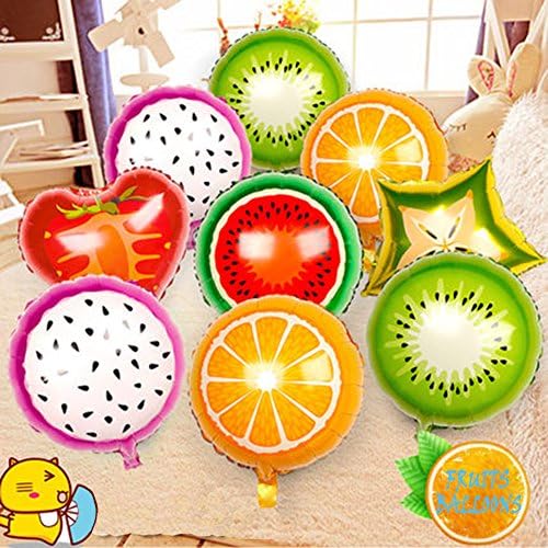 18" Fruit Balloons Foil Mylar Balloons Watermelon Carambola Kiwi fruit Dragon fruit Orange Strawberry Balloons Pack of 24