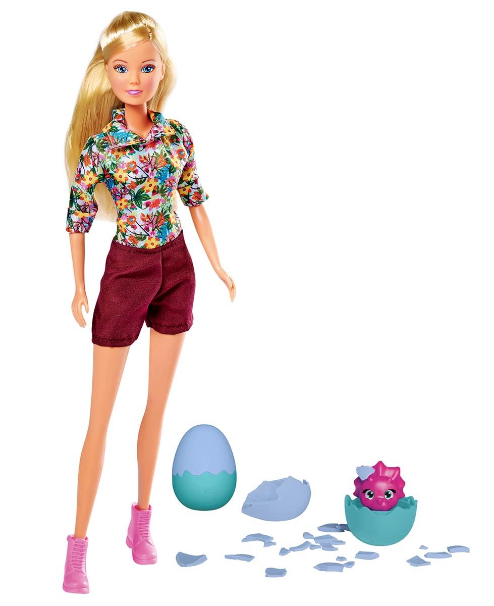 Simba 105733606 Steffi Love Dino Surprise Dressing Doll on Expedition with Two Dinosaur Eggs to Break Up, 29 cm Toy Doll, from 3 Years