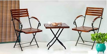 Matchless Patio Furniture 2 Folding Arm Chair & 1 Sfolding Table Set