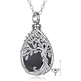 ONEFINITY Tree of Life Urn Necklaces for Ashes 925 Sterling Silver Tree of Life Crystal Cremation Jewelry for Ashes Memory Jewelry for Women Men