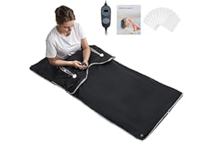 Aukivon Infrared Sauna Blanket(Upgraded) 71''x32'' Portable Sauna Blanket Persona Infrared Blanket for Home Relaxation,Sauna Blanket with High Temperature Protection,113-176℉,30-60 Mins Timer, Black