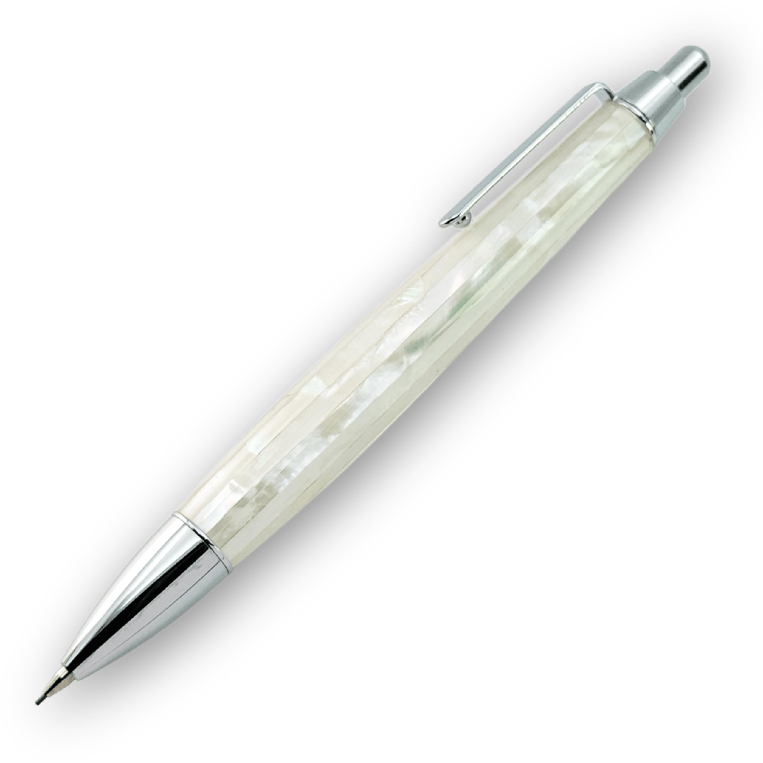 LACHIEVA LUX Mother of Pearl Mechanical Pencil 0.7mm, Elegant Metal Pencil for Drawing and Sketching, Includes 12 Lead Refills