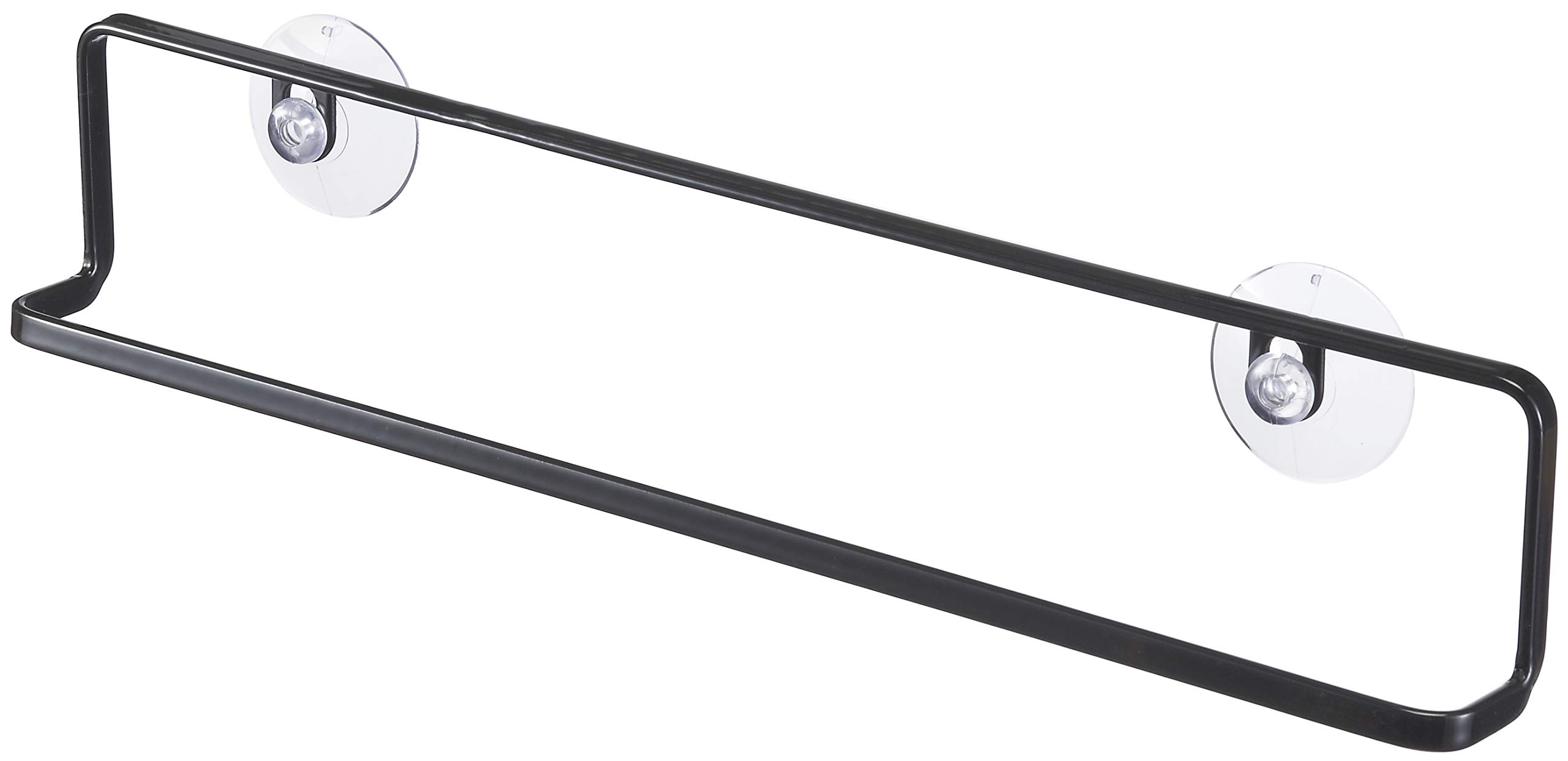 Yamazaki 6797 TOWER Wall Towel Hanger L with Suction Cup, black, Steel, Minimalist, 35.5 x 4 x 7 cm