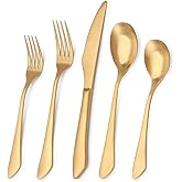 Matte Gold Silverware Set, 40-Piece Stainless Steel Flatware Set Service for 8, Satin Finish Tableware Cutlery Set for Home and Restaurant, Dishwasher Safe