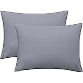 iMaylex Soft 100% Egyptian Cotton Zipper Pillow Case, Cozy and Lightweight Pillowcase, Set of 2, Light Grey, Standard, 20" x 26"