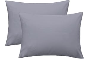 iMaylex Soft 100% Egyptian Cotton Zipper Pillow Case, Cozy and Lightweight Pillowcase, Set of 2, Light Grey, Standard, 20" x 26"