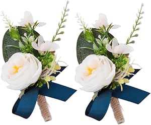 Campsis Conjunto de flores de dama de honor blanco Boutonniere para novio,  ramillete de boda, decoración de flores para niñas, novio con ojales para  dama de honor, dama de honor, madre para fiesta y aniversario de ceremonia  (2  - Amazon.com