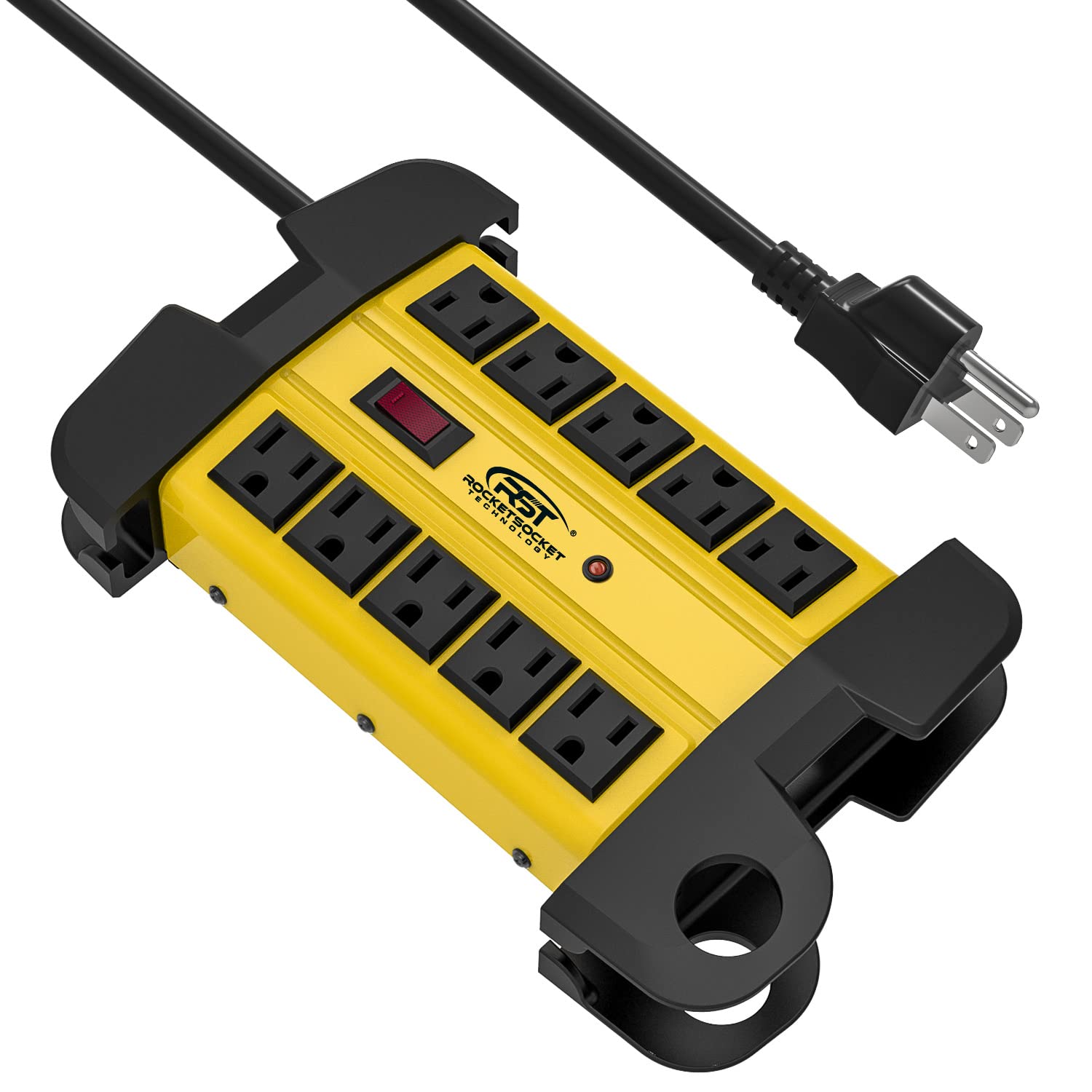 CRST 10-Outlet Heavy Duty Power Strip Metal Surge Protector,15A, ETL Listed