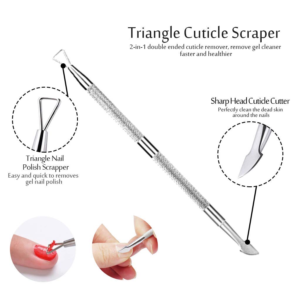 Cuticle Pusher and Cutter, YGDZ 3PCS Stainless Steel Manicure Pedicure Remover Tools Metal Cuticle Peeler Scraper for Fingernails and Toenails: Beauty
