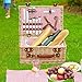 SatisInside Upgrade Insulated Luxury 28Pcs Kit Wicker Picnic Basket Set for 4 People - Red Gingham