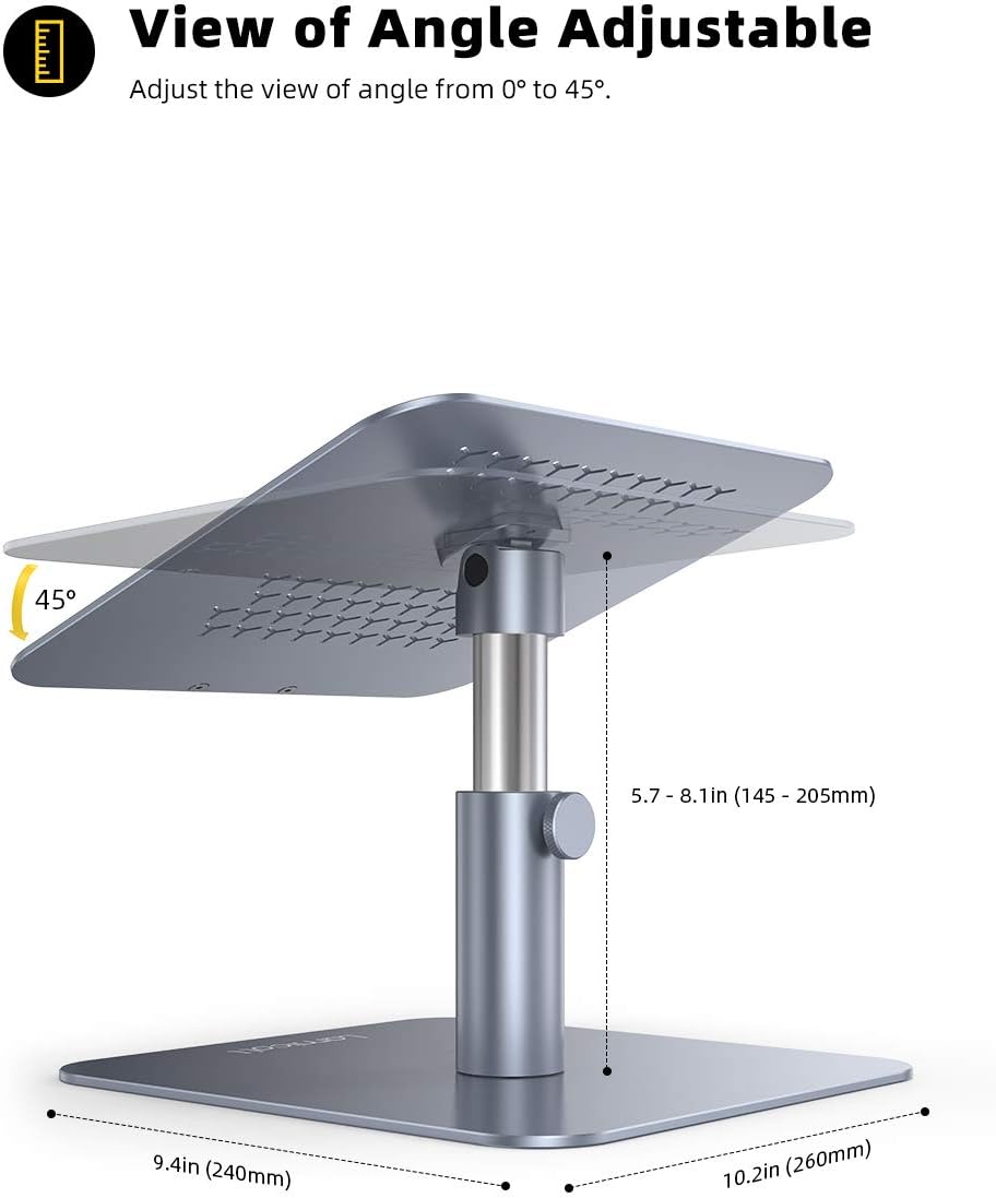 Laptop Stand Adjustable, Lamicall Notebook Holder : Multi-Angle Height Ventilated Laptop Riser for Desk, 360 Rotating, Compatible with MacBook Air Pro, Dell XPS, HP More Notebooks - Gray: Computers & Accessories