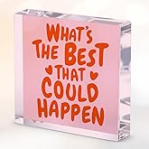 Inspirational Quote Desk Decor Acrylic Sign 4X4 Inch, Positive Affirmation Desk Decorative Signs for Shelf Tabletop Cubicle R