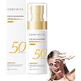 CONFIDITA SPF 50 Tinted Mineral Sunscreen for Face, Water-Resistant, Matte Finish, For Sensitive Facial Skin, Medium Tone 1.7