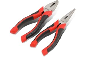 DNA Motoring TOOLS-00058 2 Piece Pliers Set – 6-1/2 inch Hand Tools w/Durable Jaws, Milled Teeth, Hot-Riveted Joint
