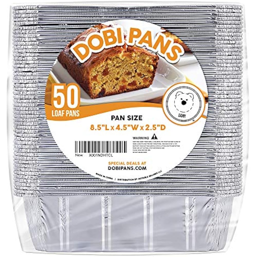 (50 Pack) Loaf Pans Disposable Aluminum Foil 2Lb Bread Tins, Standard