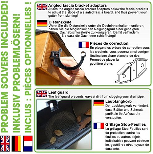 Kit gouttière PVC pour deux versants | GD16 | disponible en 4 couleurs | Idéal pour véranda ou chalet de jardin ! (Kit complet jusqu'à 3.50 m, Brun)