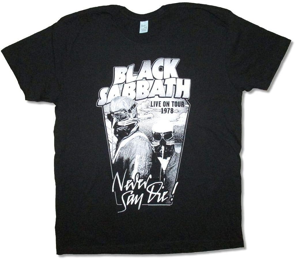 Black Sabbath Never Say Die 1978 Tour Reissue Black T Shirt New Official: Amazon.co.uk: Clothing